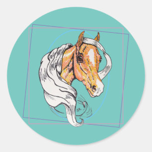 Palomino (aquamarin) runder aufkleber