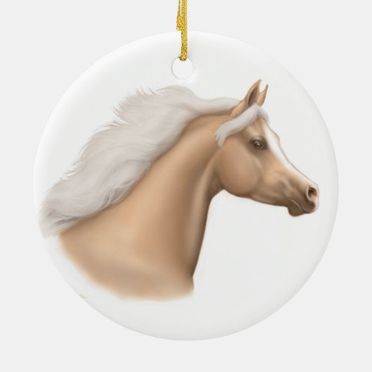 Palomino-arabische Pferdeverzierung Keramik Ornament (Hinten)