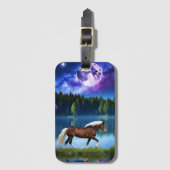 Palomino Belgisches Pferd unter einem Lila Sternen Gepäckanhänger (Vorderseite Vertikal)