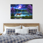 Palomino Belgisches Pferd unter einem Lila Sternen Leinwanddruck (Insitu (Schlafzimmer))