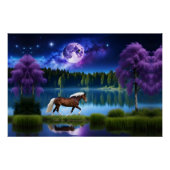 Palomino Belgisches Pferd unter einem Lila Sternen Poster (Vorderseite)