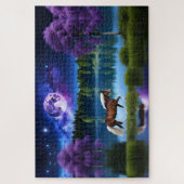 Palomino Belgisches Pferd unter einem Lila Sternen Puzzle (Vertikal)