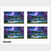 Palomino Belgisches Pferd unter einem Lila Sternen Rechteckiger Aufkleber (Blatt)