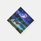 Palomino Belgisches Pferd unter einem Lila Sternen Serviette (Ecke)