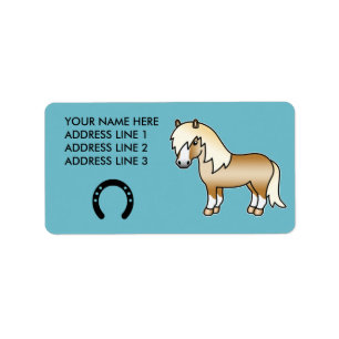 Palomino Cartoon Shetland Pony Adressaufkleber