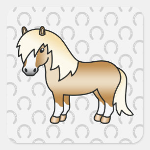 Palomino Cartoon Shetland Pony Quadratischer Aufkleber