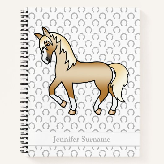 Palomino Cartoon Trotting Horting & Custom Text Notizblock (Vorderseite)