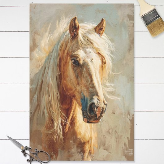 Palomino Horse Portrait Decoupage Seidenpapier