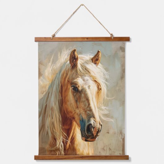 Palomino Horse Portrait Wandteppich Mit Holzrahmen (Vorderseite)