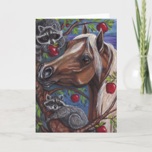 PALOMINO HORSE Raccoon Note Card Karte