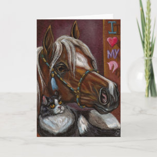 PALOMINO HORSE Tuxedo Cat Note Card Karte