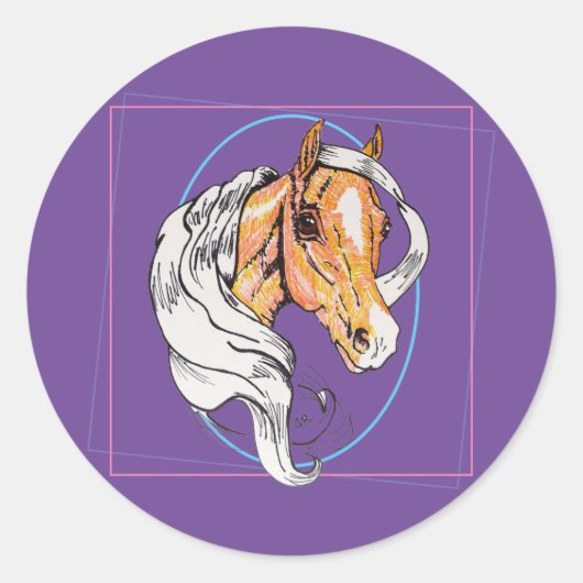 Palomino (lila) runder aufkleber (Vorderseite)