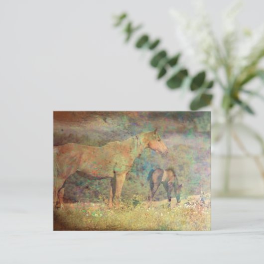 Palomino Mare and Foal Postkarte (Stehend Vorderseite)