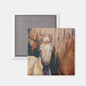 Palomino Mare mit cremello foal Magnet (Vorderseite/Rückseite)