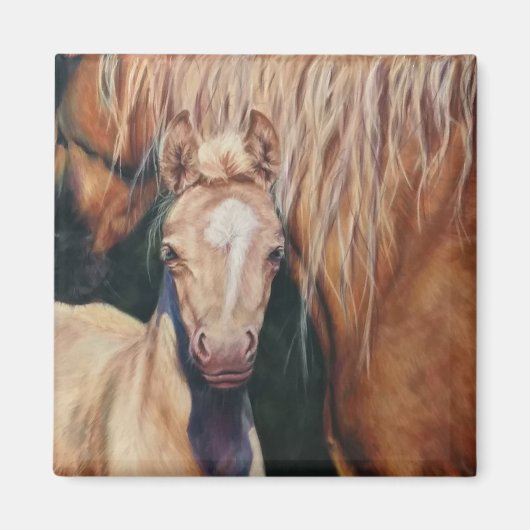 Palomino Mare mit cremello foal Magnet (Vorne)