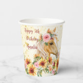 Palomino mit Sonnenblumen Geburtstagsparty Pappbecher (Rückseite)