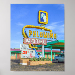 Palomino Motel Schild, Route 66, Tucumcari, NM Poster