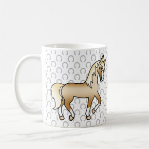 Palomino Niedlicher Cartoon Trotting Horse Illustr Kaffeetasse