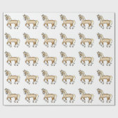 Palomino Niedlicher Cartoon Trotting Horse Pattern Geschenkpapier (Flach)