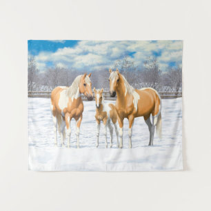 Palomino Paint Horns in Snow Wandteppich