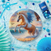 Palomino Paint Horse Ocean Pappteller (Party)