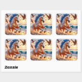 Palomino Paint Horse Ocean Quadratischer Aufkleber (Blatt)