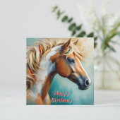 Palomino Paint Mustang Portrait Geburtstag (Stehend Vorderseite)