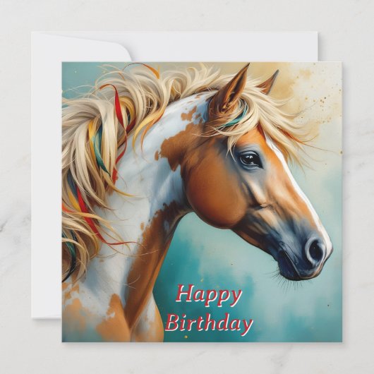 Palomino Paint Mustang Portrait Geburtstag (Vorderseite)