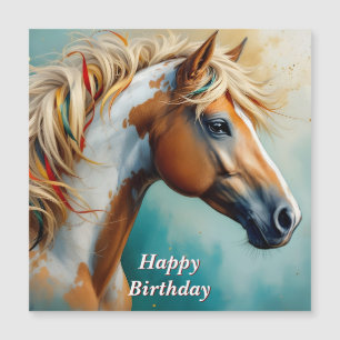 Palomino Paint Mustang Portrait Geburtstag Magnetkarte