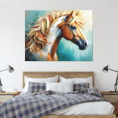 Palomino Paint Mustang Portrait Leinwanddruck (Insitu (Schlafzimmer))
