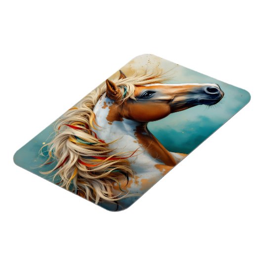 Palomino Paint Mustang Portrait Magnet (Linke Seite)
