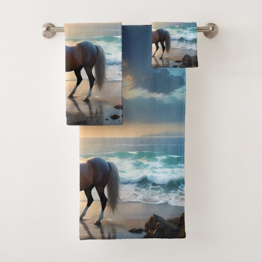 Palomino Pferd am Strand, Badhandtuch Set (Insitu)