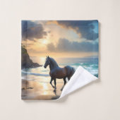 Palomino Pferd am Strand, Badhandtuch Set (Waschlappen)