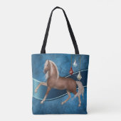Palomino Pferd auf Blaue Tasche (Rückseite)