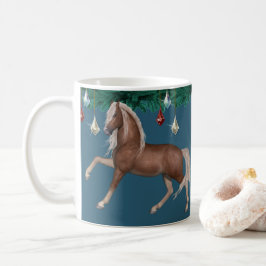 Palomino Pferd auf blauer Tasse