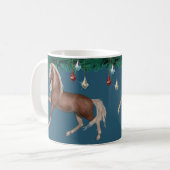 Palomino Pferd auf blauer Tasse (Vorderseite Links)