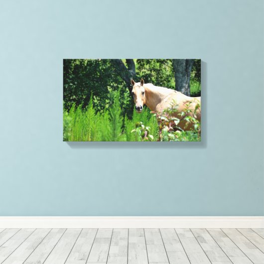 Palomino Pferd Fotografie Canvas Printwerbung Leinwanddruck (Insitu (Holzboden))