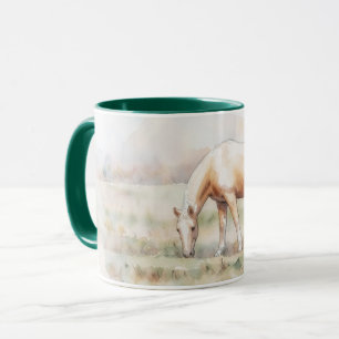 Palomino-Pferd grast auf Wiese Kunst-Mug-Tasse Tasse
