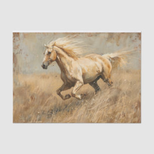 Palomino-Pferd Laufendes Ölbild Decoupage Seidenpapier
