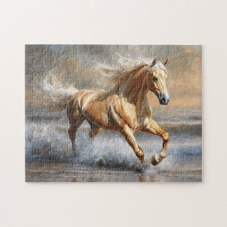 Palomino Pferd läuft am Strand Puzzle