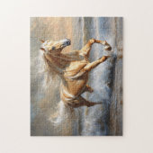 Palomino Pferd läuft am Strand Puzzle (Vertikal)