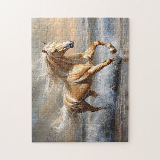 Palomino Pferd läuft am Strand Puzzle (Vertikal)