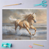 Palomino Pferd läuft auf der Beach Decoupage Seidenpapier (Basteln)