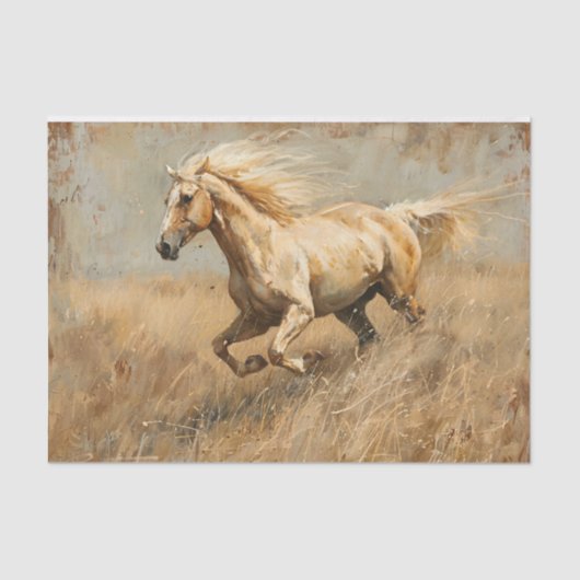 Palomino Pferd läuft Ölgemälde Decoupage Seidenpapier (Vorderseite)
