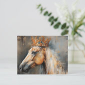 Palomino Pferd mit Krone Postkarte (Stehend Vorderseite)