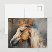 Palomino Pferd mit Krone Postkarte (Vorne/Hinten)
