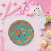 Palomino-Pferd mit ledernem Druck-Western-Party Pappteller (Party)