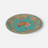 Palomino-Pferd mit ledernem Druck-Western-Party Pappteller (Schrägansicht)