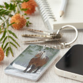 Palomino Pferdefüge im Schnee Schlüsselanhänger (Vorderseite rechts)