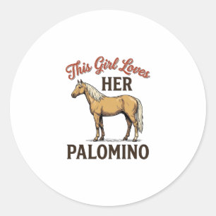 Palomino-Pferdeliebhaber Vintage-Stich T-Shirt_1 Runder Aufkleber